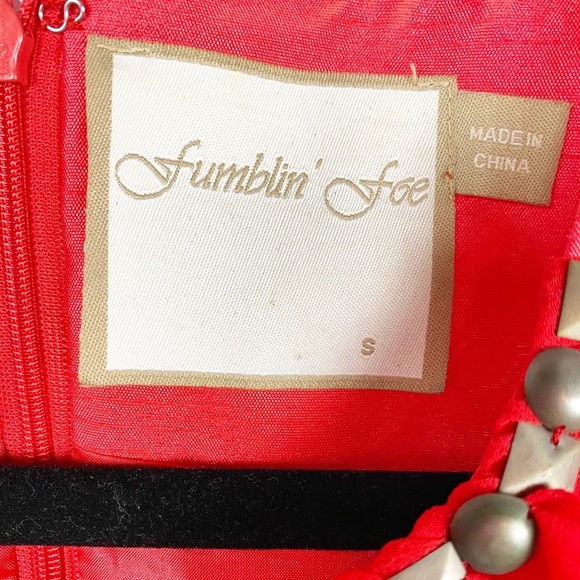 FUMBLIN’ FOE Ruffled Fitted Coral Red Dress - Picture 2 of 4